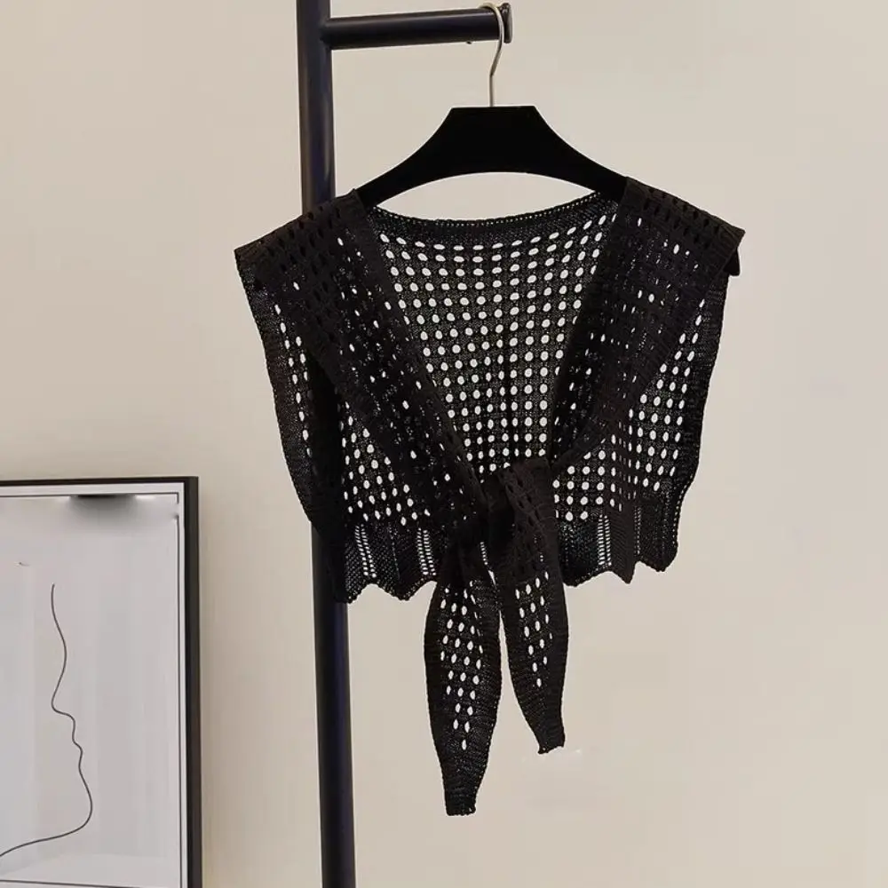 أنيقة الأبيض محبوك شال عباءة يلتف وهمية طوق وشاح الملحقات الكورية نمط وشاح الورك النساء