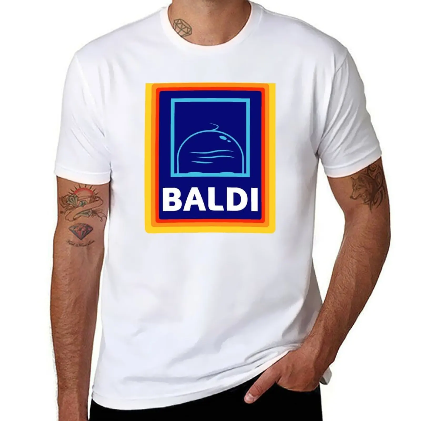 

Baldi - Bald head Aldi Logo T-Shirt man t shirt luxury cotton tshirt 100% T-Shirt