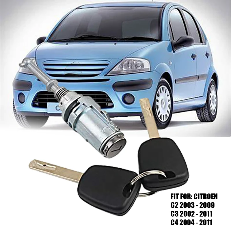 

FRONT LEFT RIGHT DOOR LOCK BARREL WITH TWO KEYS FOR CITROEN C2 C3 C4 9170T9