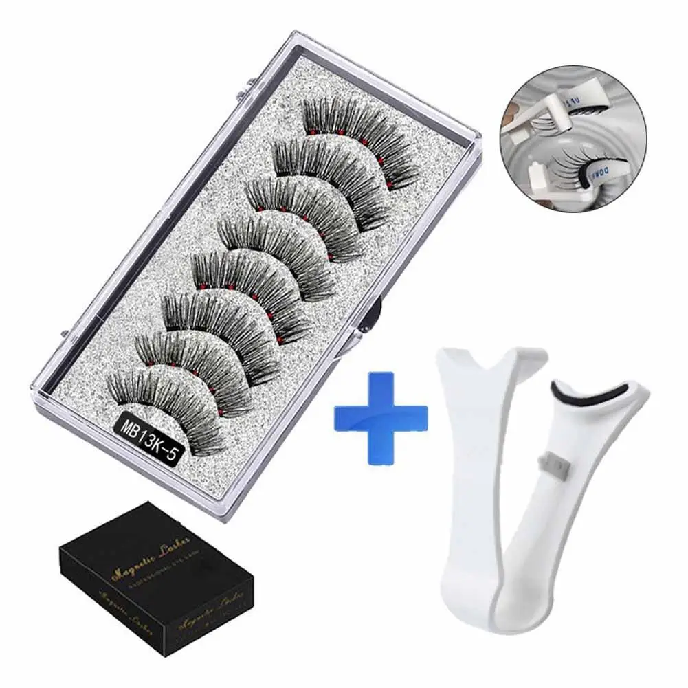 3D Natural Magnetic Eyelashes,With 5 Magnetic Lashes Shipping box Eyelashes Handmade False gift Reusable Support Dropshipping