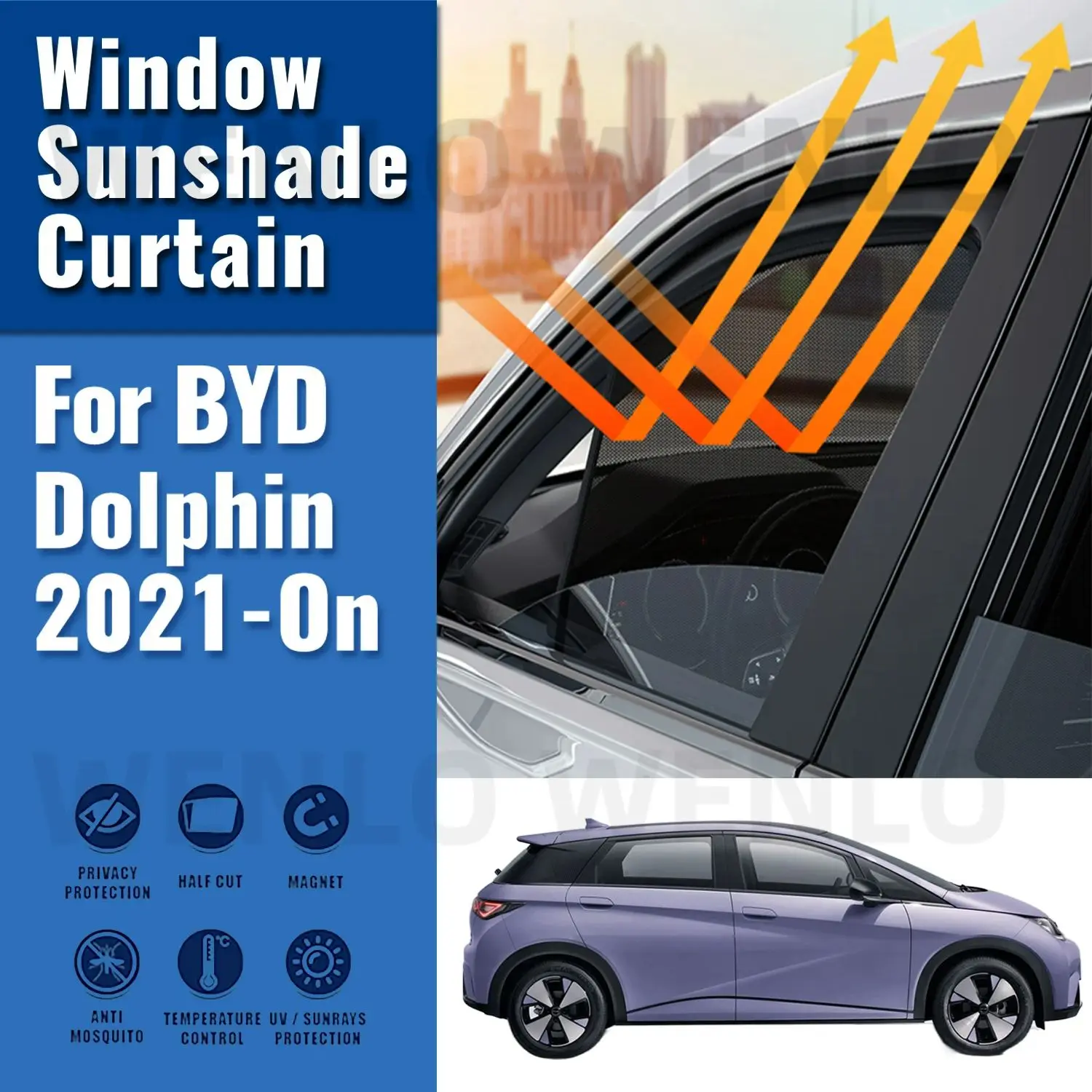 For BYD Dolphin 2024 2023 2022 2021 Car Sun Visor Accessories Window Windshield Cover Sunshade Curtain Mesh Shade Blind Custom