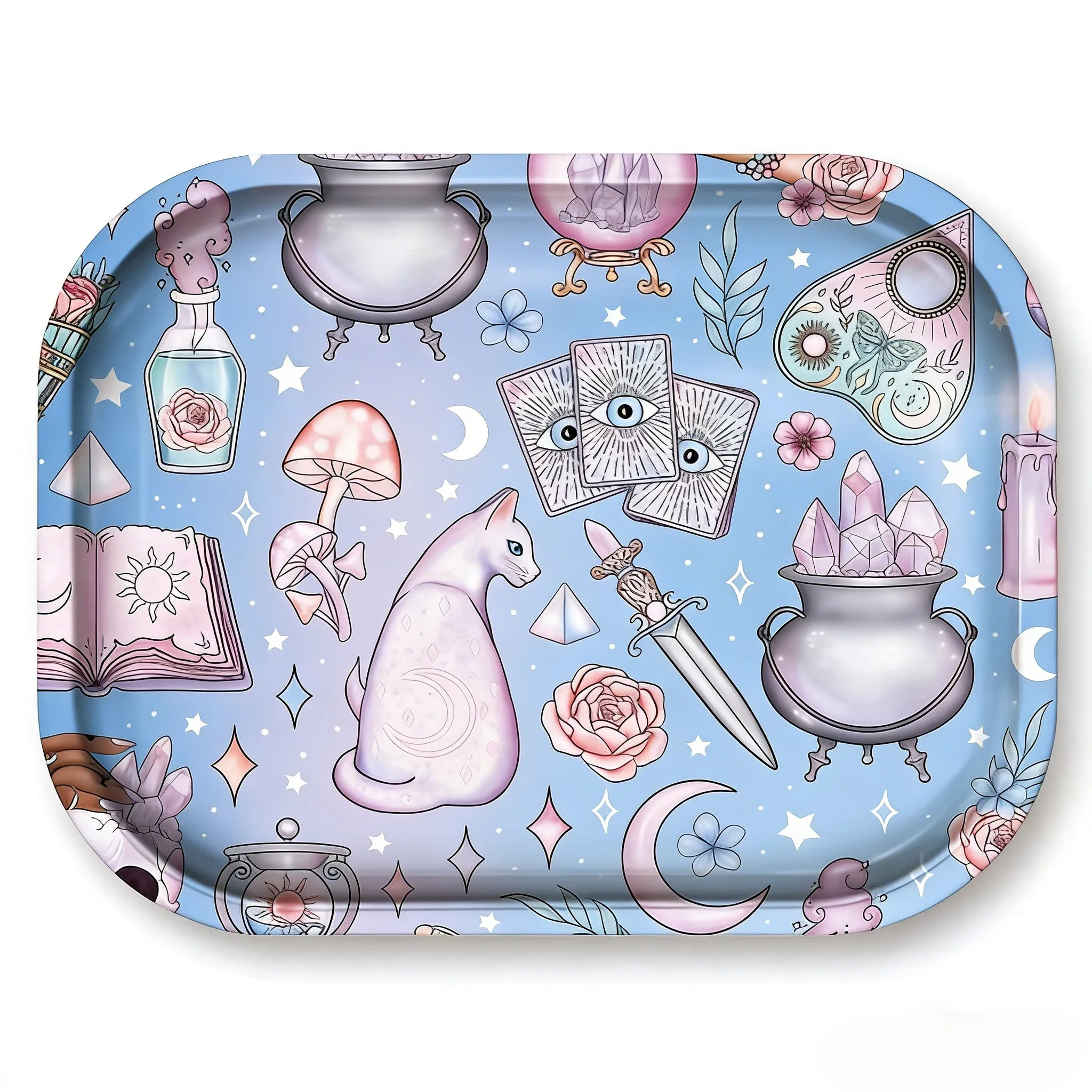1/2 Pack Mystical Cats Herb Grinder Rolling Tray image 2