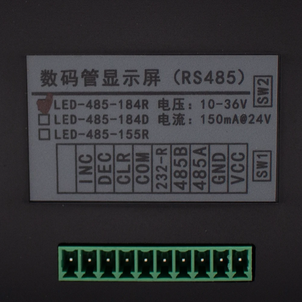 LED-485-184 Tela de exibição de tubo digital RS485 de grau industrial vermelho 1,8 polegadas MODBUS 4 bits
