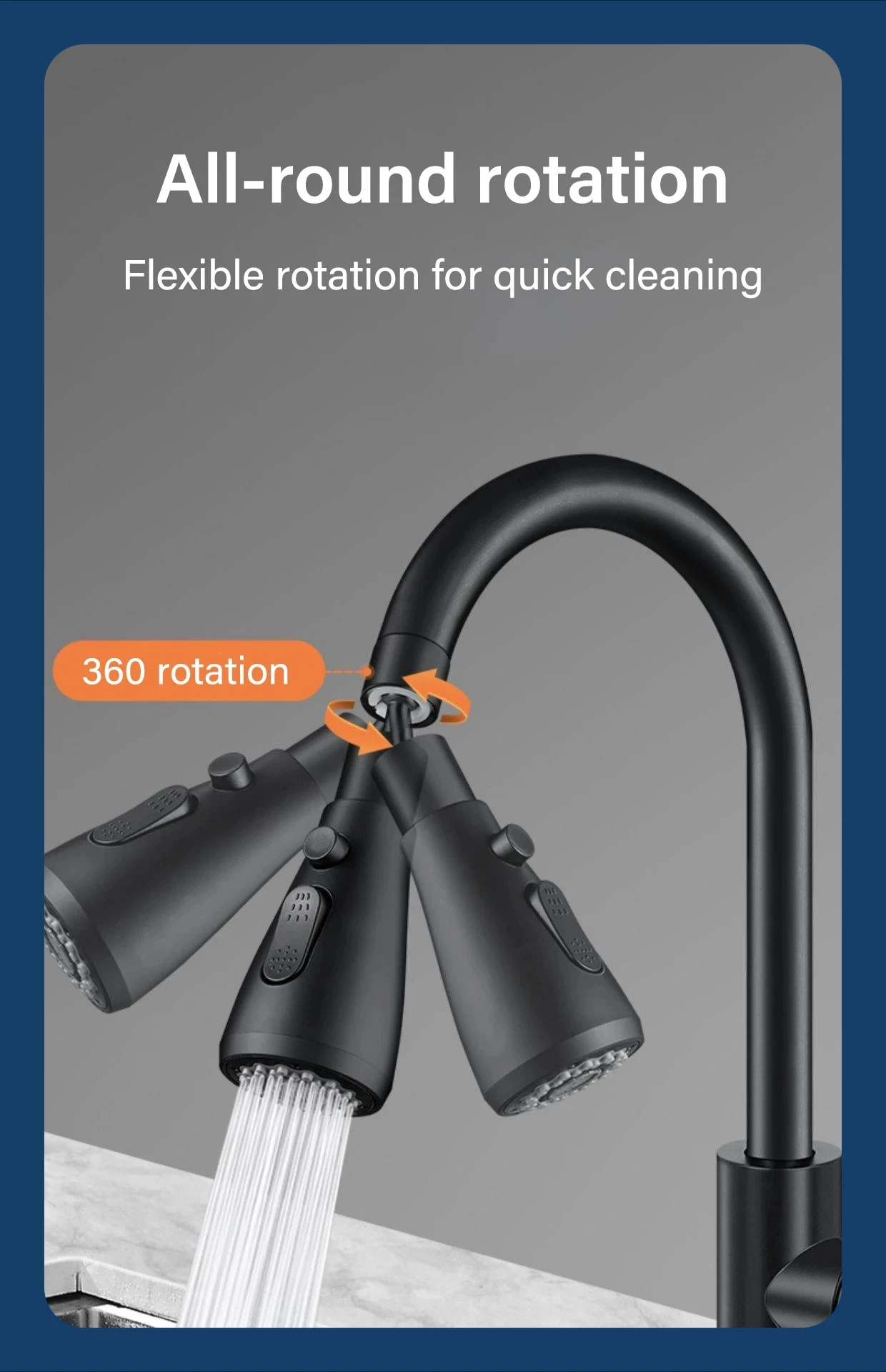 360°Kitchen 3-step Adjustable Tap Splashproof Extender Household Universal Booster Sprayer Universal Tap with Swivel Spout