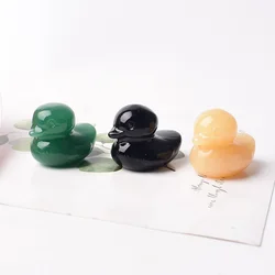 1PC Natural Crystal Stone Aventurine Obsidian Carved Duck Mineral Halloween Ornaments Healing Stone Reiki Home Decoration Gift