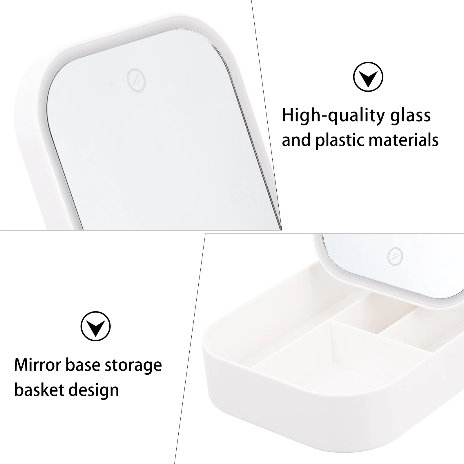 

Illuminated Led Makeup Mirror With Storage Box Adjustable Brightness Foldable Travel Mirror For Women Desktop Organizer