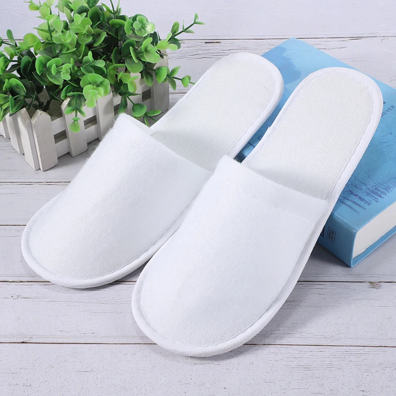 Solid Color White Hotel Room Light Non Slip Casual Home Disposable Slippers For Women