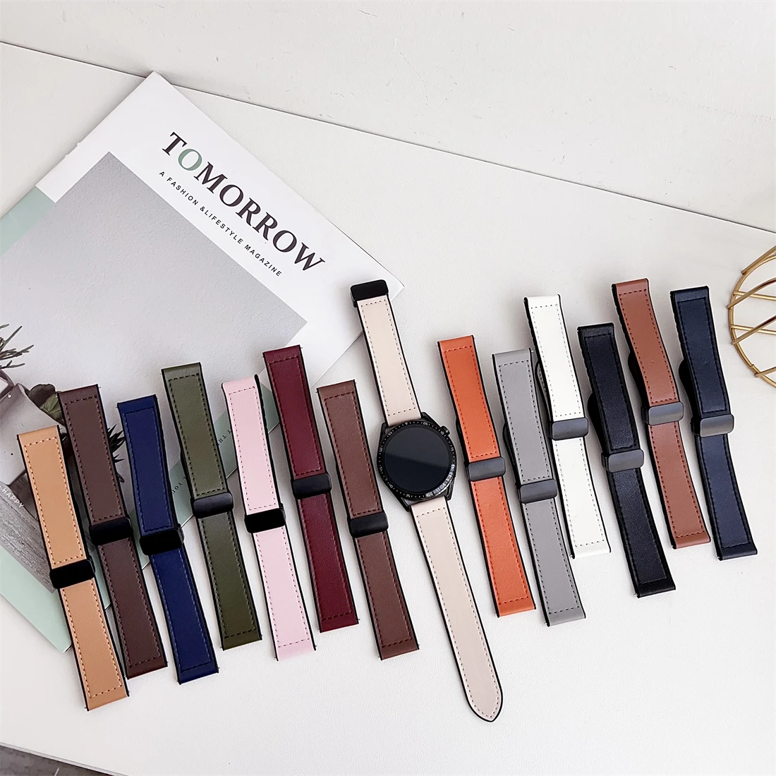 Siliconen bandjes voor Samsung Galaxy Watch 4 5 6 7 40/44 mm Magnetische gesp voor Galaxy Watch 4/6 Classic 47 mm 42 46 mm Lederen banden