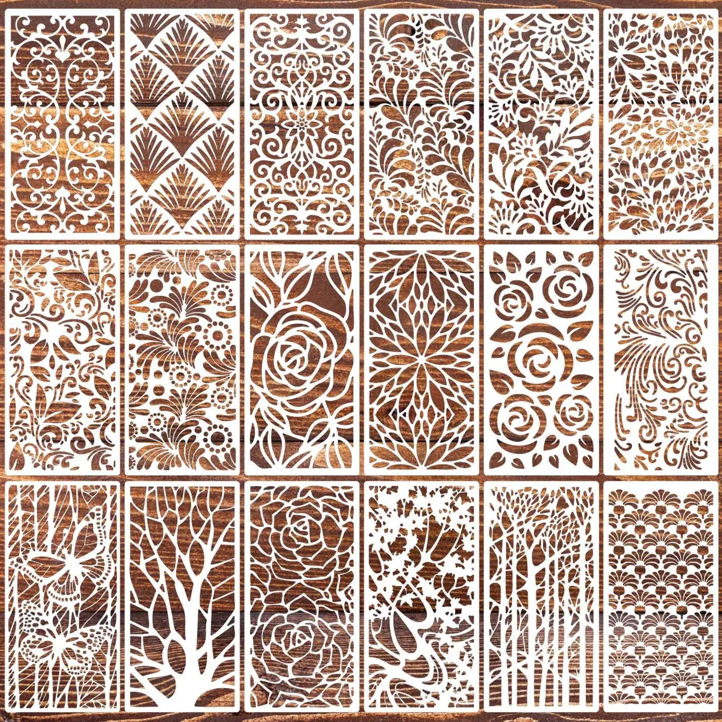 18 Teile/satz 21*10cm Floral Baum Textur DIY Schichtung Schablonen Malerei Sammelalbum Färbung Präge Album Dekorative Vorlage