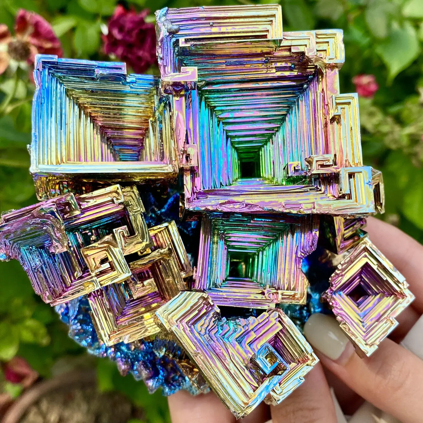 Bismuth Crystals Bismuth Bi Metal Crystal Rainbow Bright Metal Mineral Specimen Original Nature Art Artwork Decorative Article