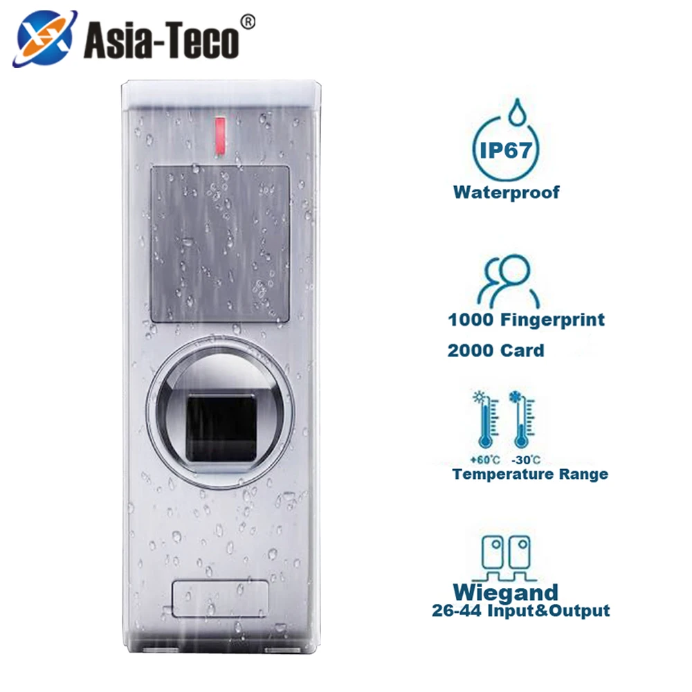 

IP67 Waterproof 2000 Users Metal Biometric Fingerprint Access Control System Rfid 125khz EM Card Reader Door Opener Controller