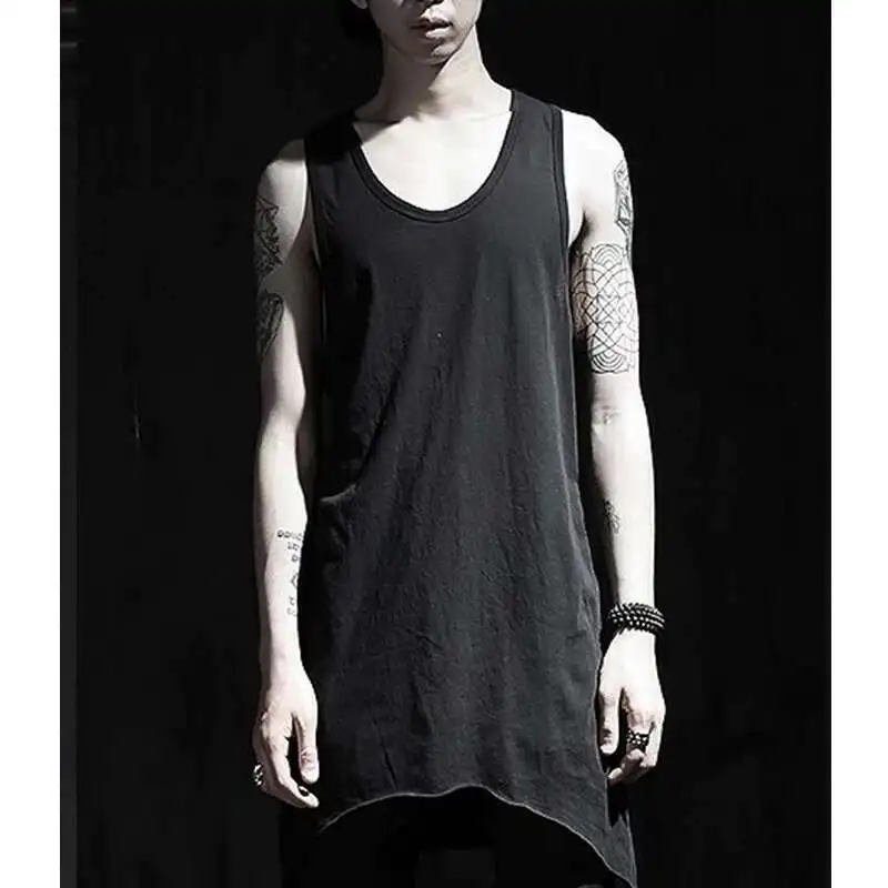 Personality Summer Fashion Bottoming Casual Sleeveless T-Shirt Neck New Round Popular Korean Men's