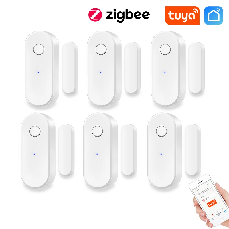 Tuya Zigbee Door Sensor Smart Home Security Window Detector Automatic Sliding Door Magnetic Contact Sensor Support Alexa Google