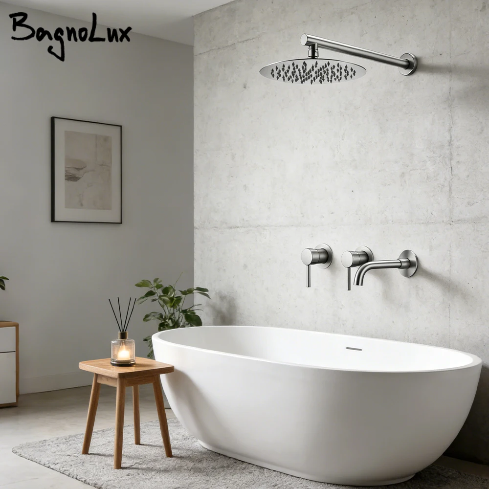 

Смеситель для душа из матового никеля, дождевой душ с картриджем Sedal, смеситель для горячей и холодной воды, латунный смеситель для душа в ванной комнате, 2-ходовой набор