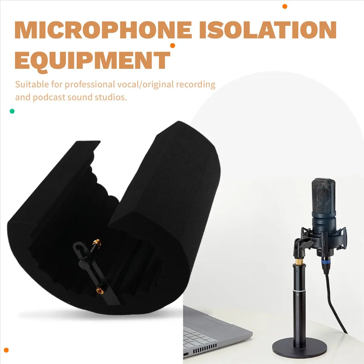workjob Microphone Isolation Shield Studio Recording Mic Filter Mic Sponge Soundproof Shield