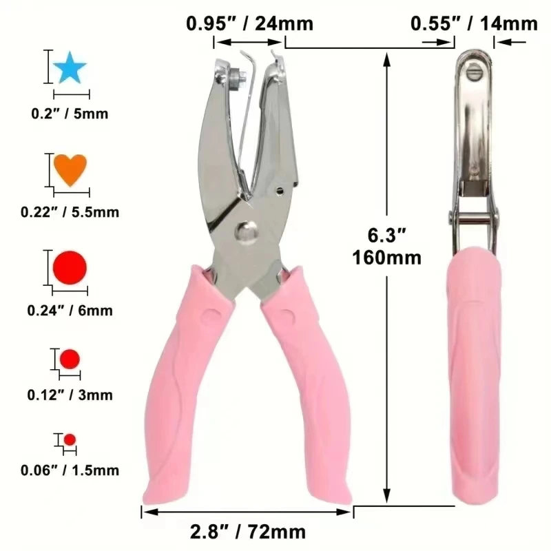 Imagem -06 - Furador para Cortador de Papel de Folhas Soltas Perfurador de Furo Único Ferramentas Faça Você Mesmo Scrapbooking Material de Encadernação para Escritório 1.5 mm mm mm Handle