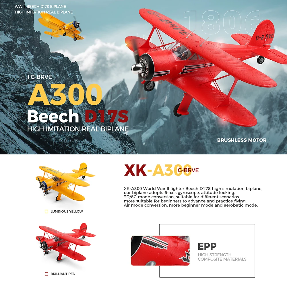 WLtoys A300 Four Way Two Winged RC Aircraft Remote Control Glider Brushless Remote Control Unmanned Aircraft Model