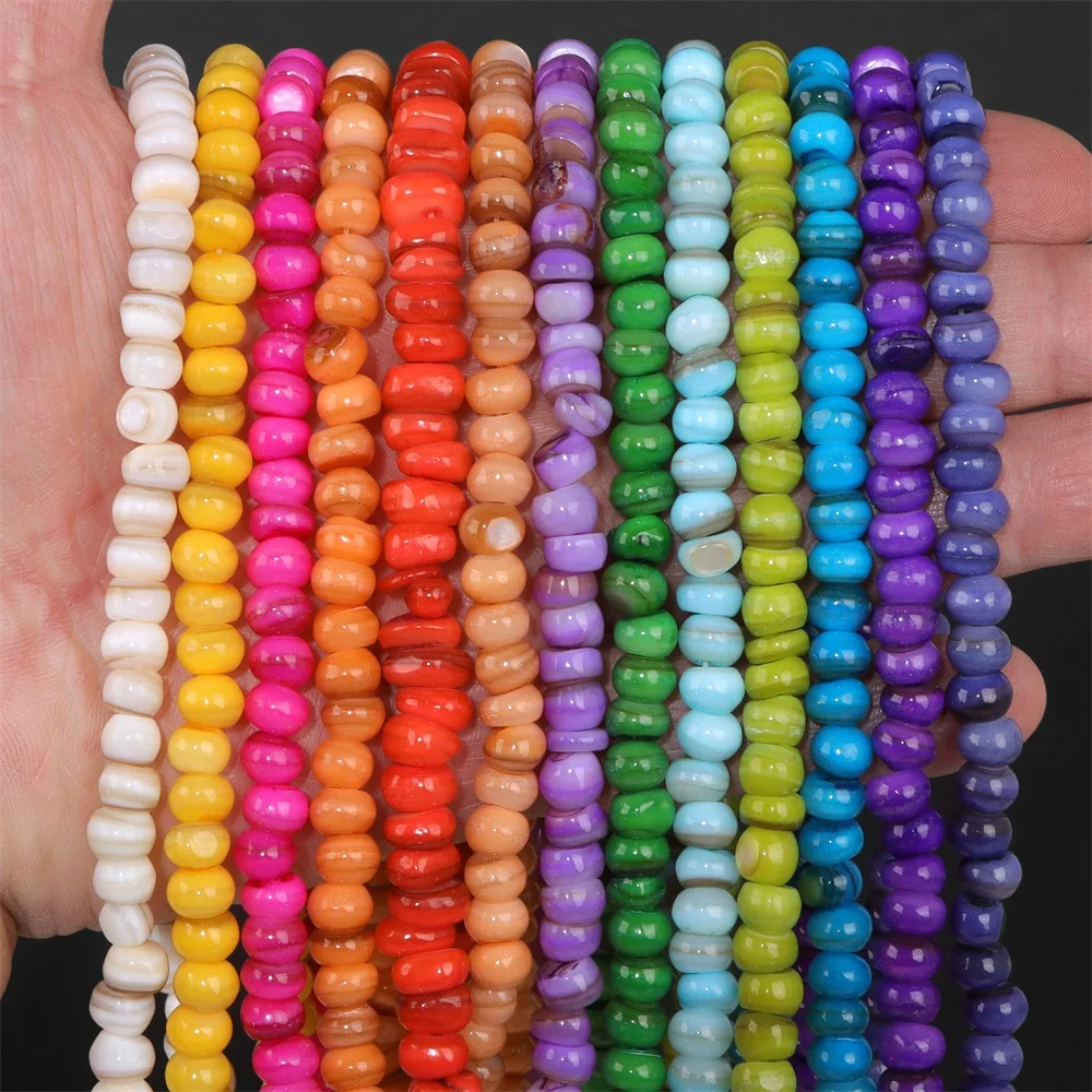 7-8mm Colorful Natural Shell Beads Dyed Flat Heishi Shells Loose Spacer Beads for Jewlery Making DIY Necklace Bracelet Supplies