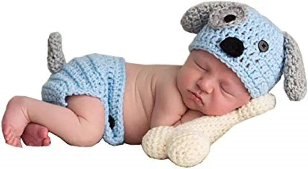 

Crochet Blue Dog Hat & Shorts Set for Newborn Photography (0-6 Months)