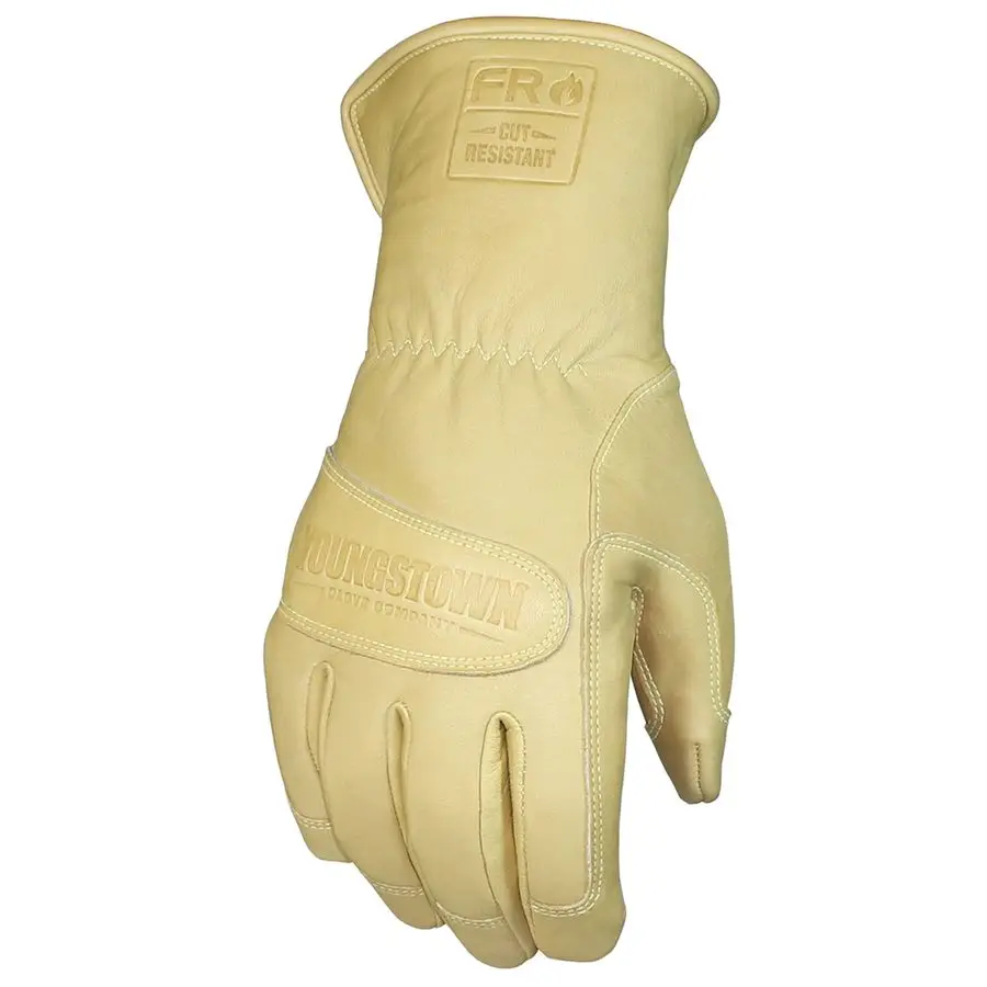 

Glove FR Ultimate Leather Utility Winter Work Gloves Kevlar Lined Cut, Puncture, Flame Resistant, Arc Rated Tan, XLarge