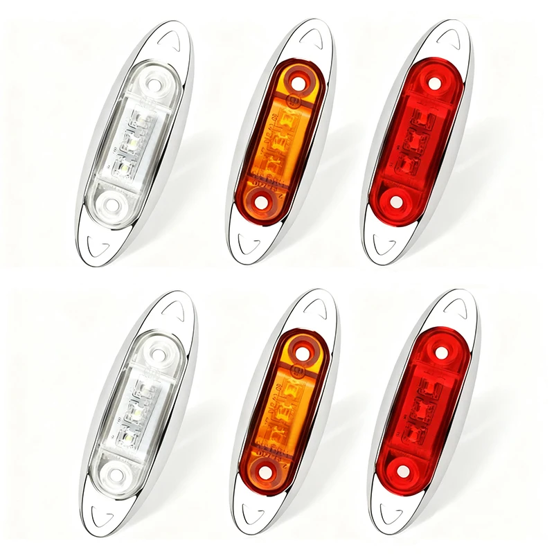 

2 шт. 3 светодиода 12 В-24 В AMBER желтый, белый, красный, водонепроницаемые боковые габаритные фонари, габаритная лампа, прицеп, грузовик, автобус, автомобиль