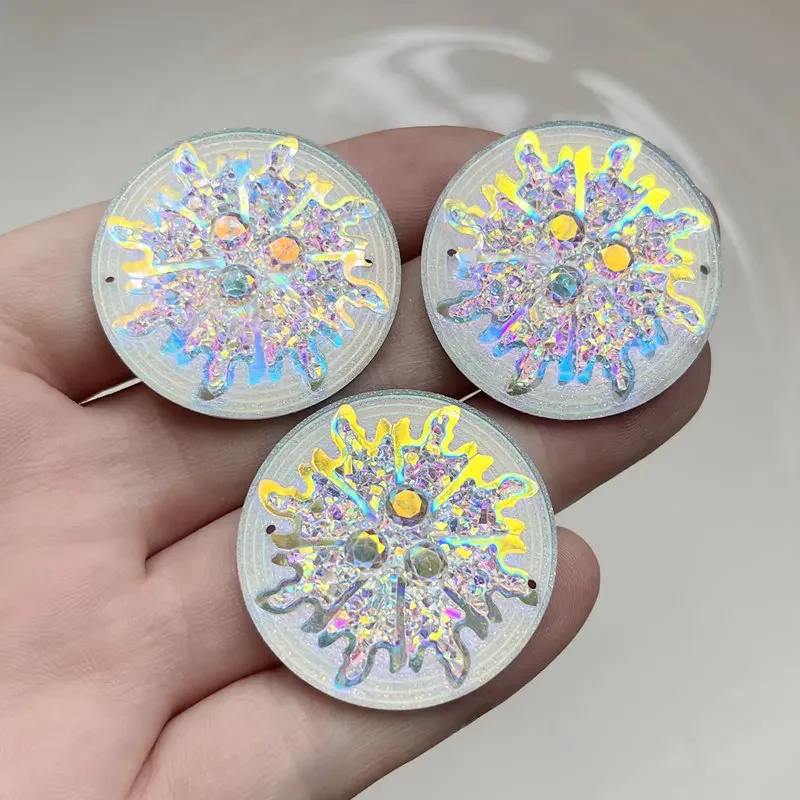 New white AB color 35MM round resin flat back Carber Sun Rhinestones native beaded earrings 6pcs/bag