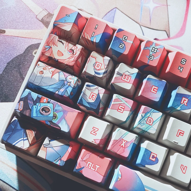 Honkai:Star Rail 128pcs/Set Kafka Keyboard Decor Keycaps March 7th Key Cap Keycaps For 61/left shift 64/68/84/87/96/98/104/108