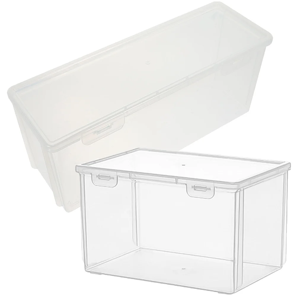 

2Pcs Transparent Bread Storage Box Kitchen Food Container Plastic Pantry Organizer Fridge Fresh Keep Holder