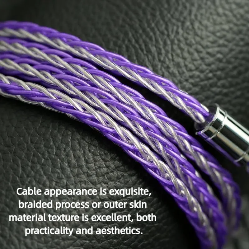 XINHS XH013 Purple-Silver 8-Core OCC Silver-Plated HIFI Headphone Upgrade Cable For Various Headphones 0.78 2PIN/MMCX/KZ QDC