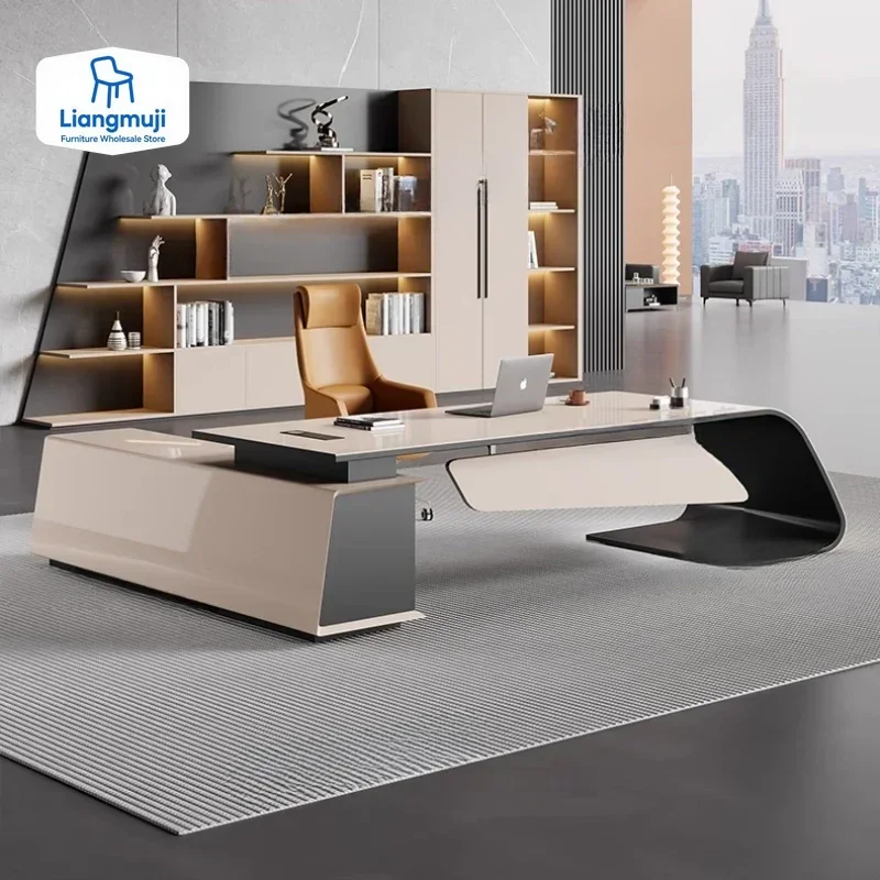 Designer Modern Office Desks Asthetic Luxury Storage Drawers Writing Executive Desk L Shaped Study Escritorios Office Furniture