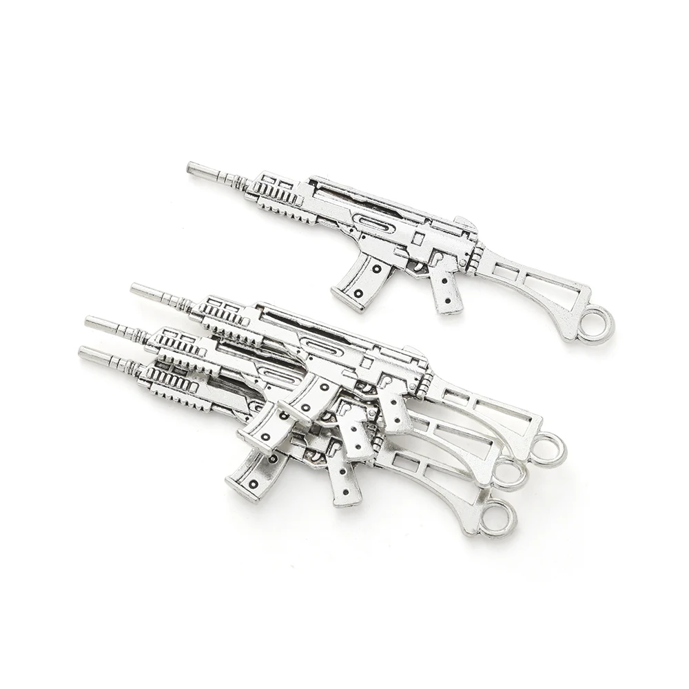 6Pcs Zinc Alloy Tibetan Silver Pistol Charms Vintage Weapon Gun Pendants For DIY Necklace Bracelet Jewelry Making Accessories