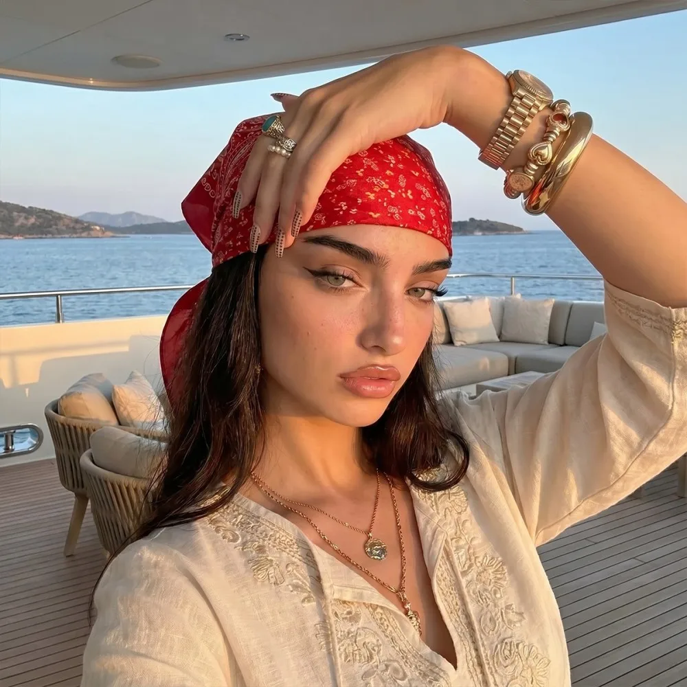 

Fashion Paisley Print Silk Hairbands Scarf Women 2026 New Elagant Bandana Neck Kerchief Head Bands Foulard Female Scarfs
