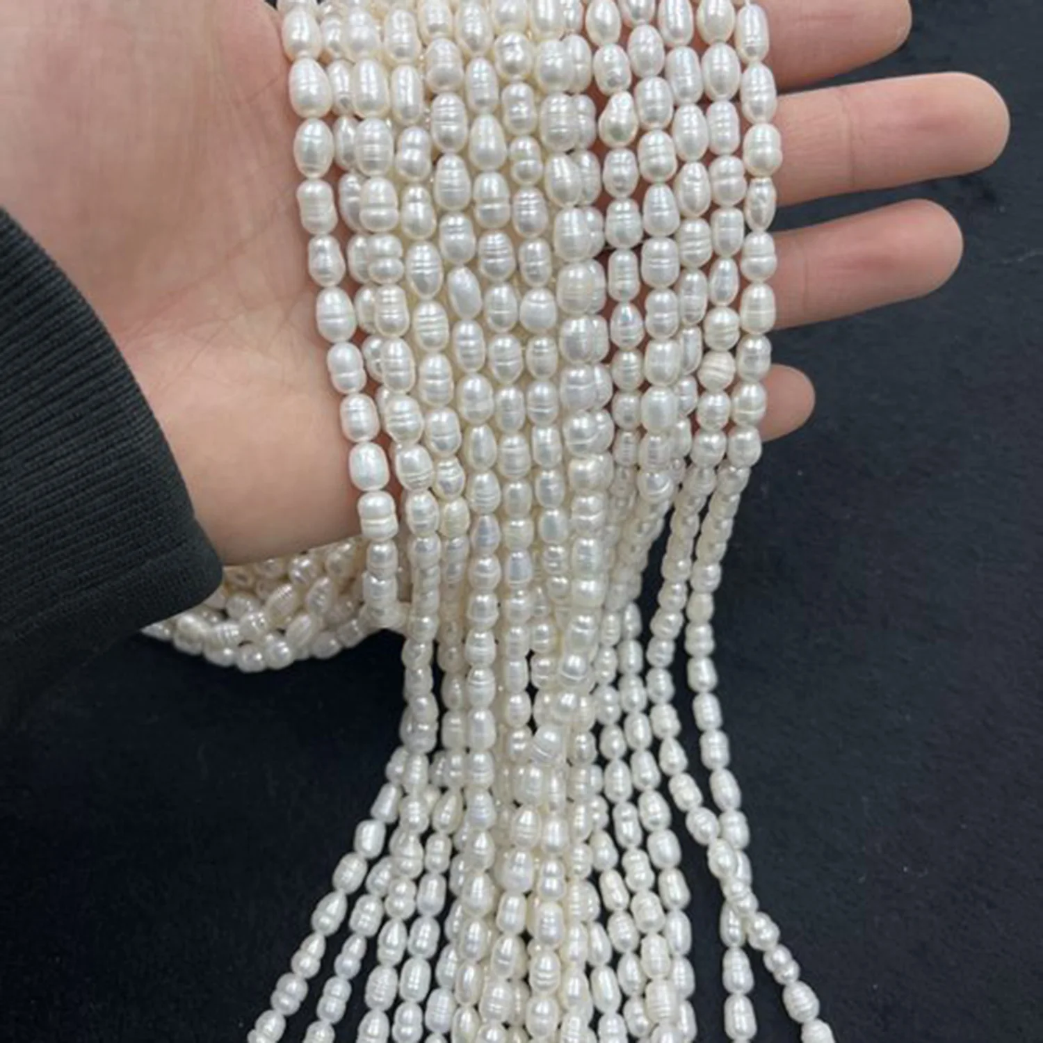 6-7mm Reisförmige Streifen Natürliche Süßwasserperle Spacer Perlen Schmuck Machen DIY Halskette Armband Frauen Premium Hochzeit