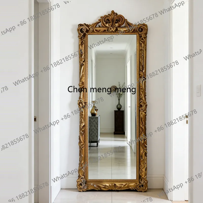 

American floor-to-ceiling mirror home retro living room full-body mirror luxury French clothing store, fitting mirror