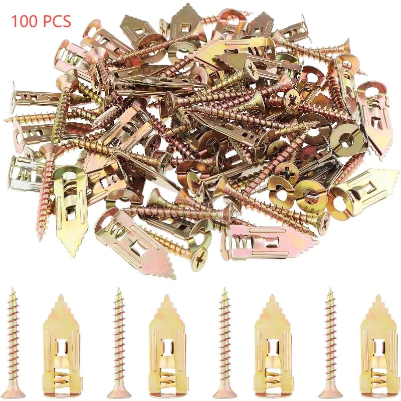 100pcs/box Self-Drilling Anchors with Screws Set M12*30 Drywall Anchor Expansion Dowels Fasteners Tools