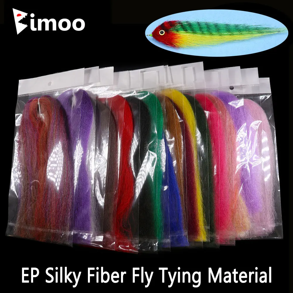 1 Packung 50cm Langes EP Seidenfaser-Fliegenbindematerial Weiche Synthetische Minnow-Faser für Streamer Köderfische Hecht Lachs Steelhead Fliegen