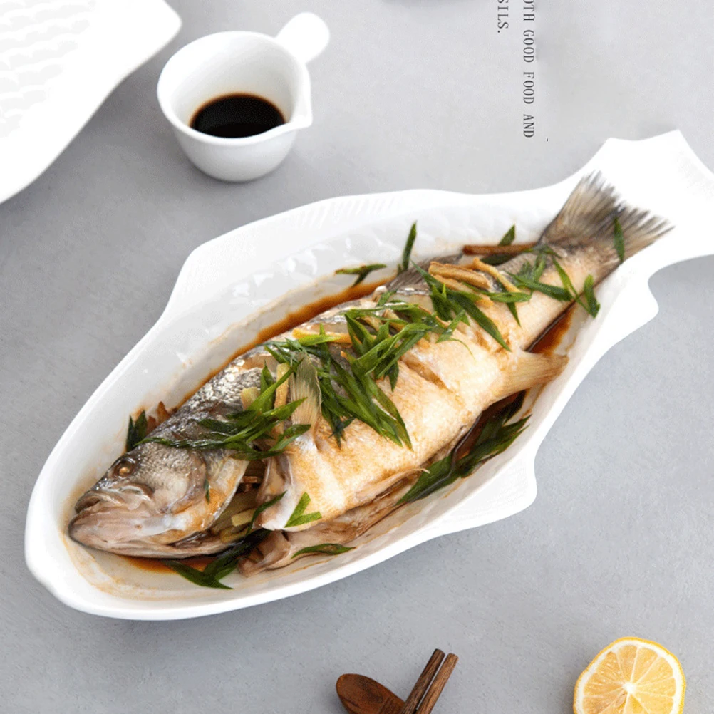 

Fish Plate Decorative Food Serving Tray Shaped Dish Platter Platters for Entertaining Porcelain