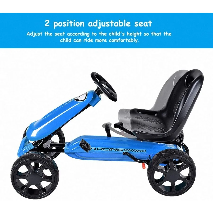 キッズゴーカート、4輪屋外レーシングトイカー、子供用ペダル式乗用車、調節可能なシート付き、EVAゴムタイヤ、理想的な