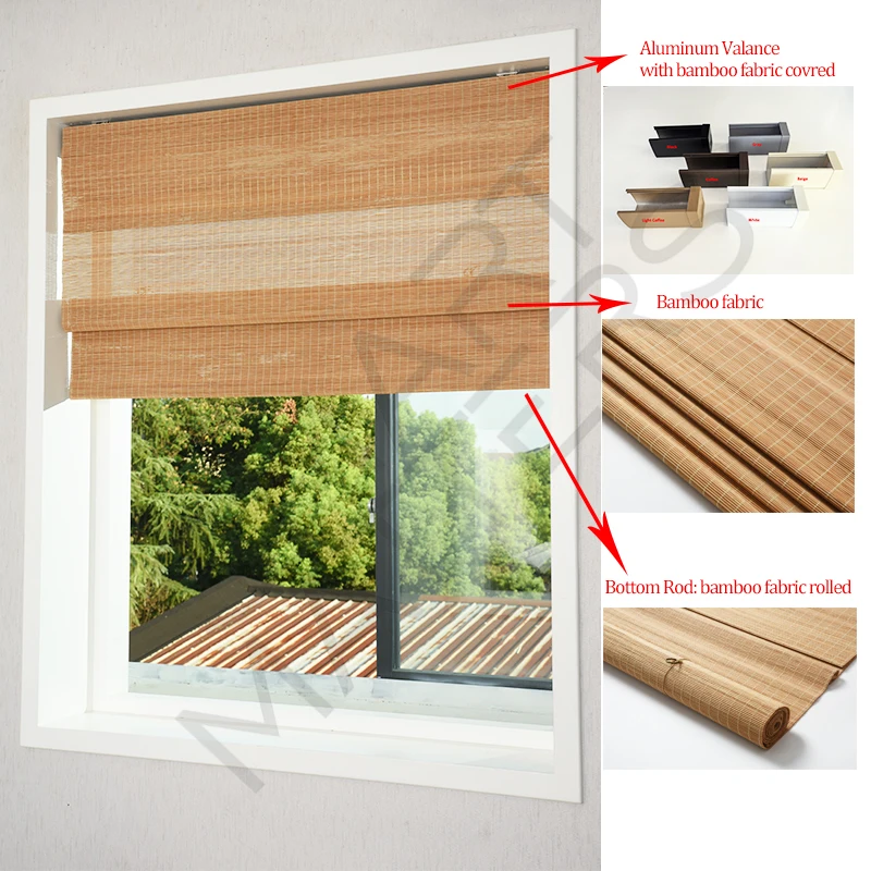 Smart Matters Cordless Bamboo Blinds Roman Shades For Livingrooms Patios Doors Smart Zigbee Blinds for Smart Home Custom sizes