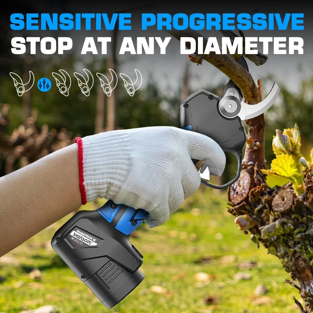 SWANSOFT 28mm PRU28SE Elektrische Kabellose Astschere Progressiver Schneidapparat 850W Bürstenlos 16,8V Akku-Betriebene Gartenschere – Detail 7