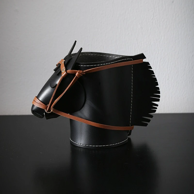 Horse-Head Leather Desk Organizer Box, Set of 1 or 3 — detail 1