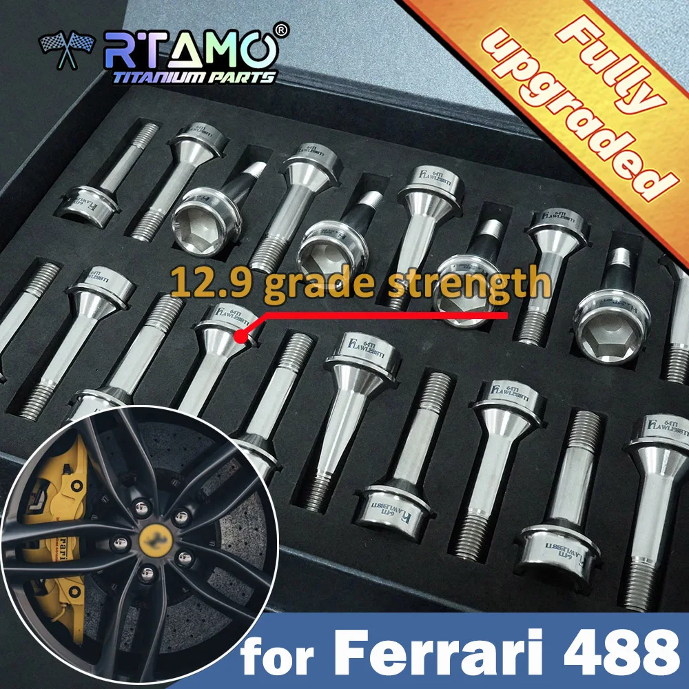 

RTAMO Titanium Alloy Bolt M14X1.5P Car Wheel Hub Screws for Ferrari 488