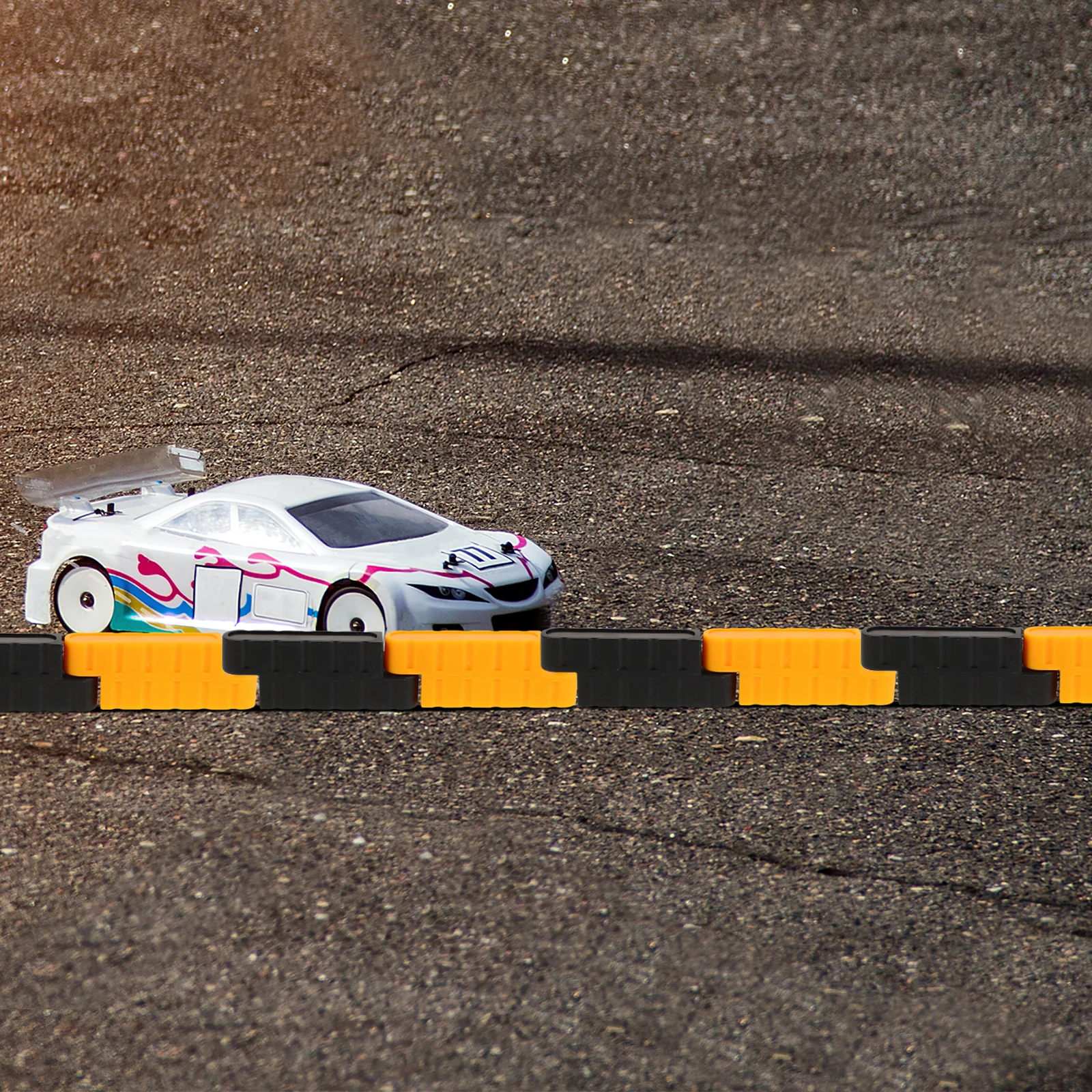 

16 Pc Miniature Traffic Barricade Sign Fence Roadblocks Pretend Street Toy Landscape Race Barrier