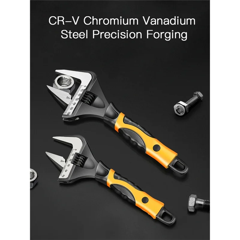 

ABBP-Short Handle Wrench,Big Opening Ratchet Wheel Adjustable Bathroom Wrench,For Maintaining Bathroom Piping Facilitie