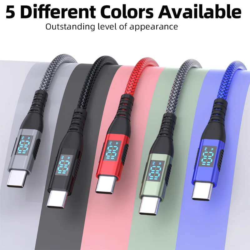 LED Digital Display Dual Head C-Type Super Fast Charging Suitable For Huawei Xiaomi Apple PD Charger Cable Super Fast Charging