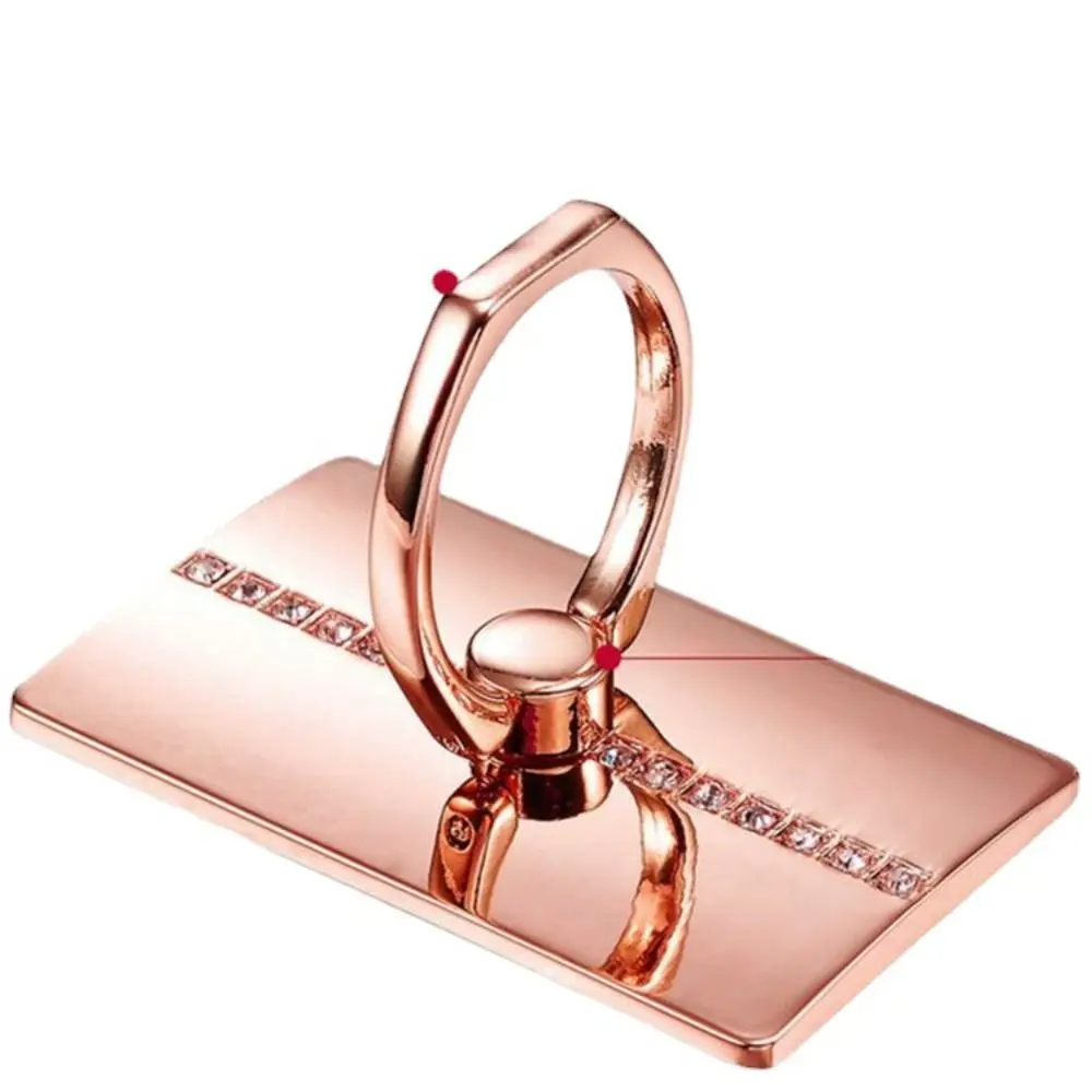 

Hand-free Mobile Phone Stand Ultra-thin Shining Diamond Square Finger Ring Holder Rotatable Adhesive Back Sticker Bracket