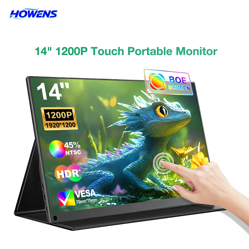 14 Inch 1200P FHD IPS Touch Portable Monitor 10-Point Capacitive Touch 75x75 VESA Low Blue Light TypeC Mini HDMI Compatible PS5