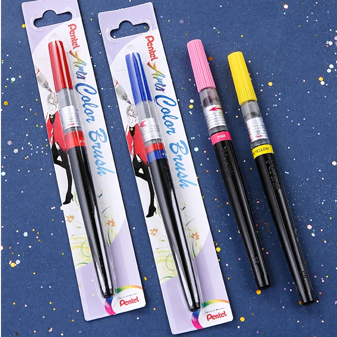 

New 1pc Japan Pentel Color Brush Soft Tip Watercolor Painting Practice Calligraphy Brush Lettering Pen