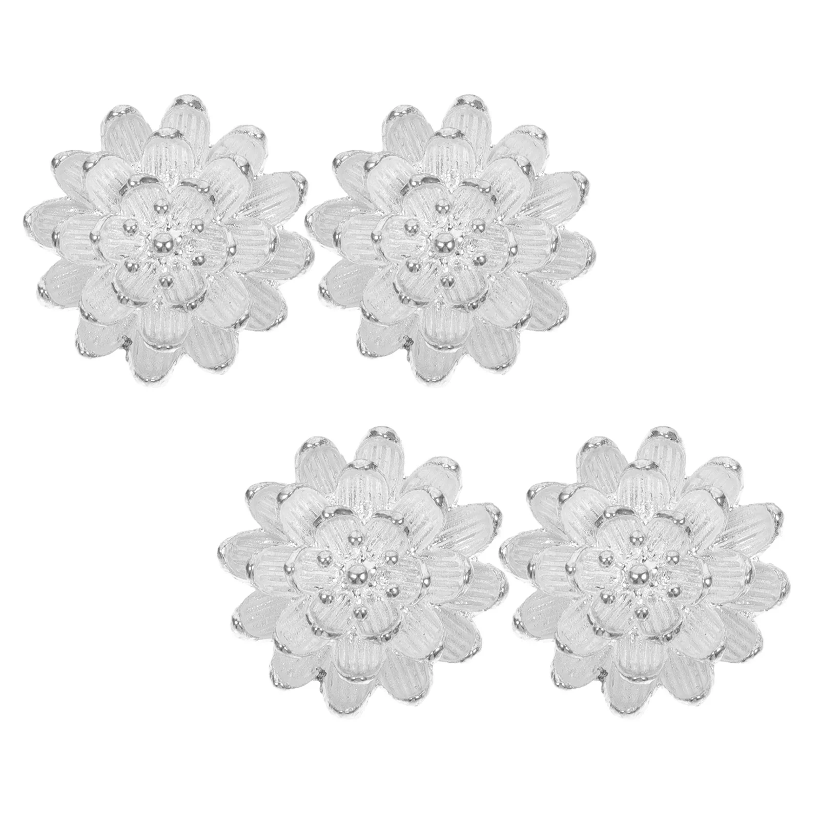 

4Pcs Handmade Inlaid Lotus for Cup Making Elegant Tea Set DIY Decor Zinc Alloy Charm Craft Table Accessory Cup DIY Accessories