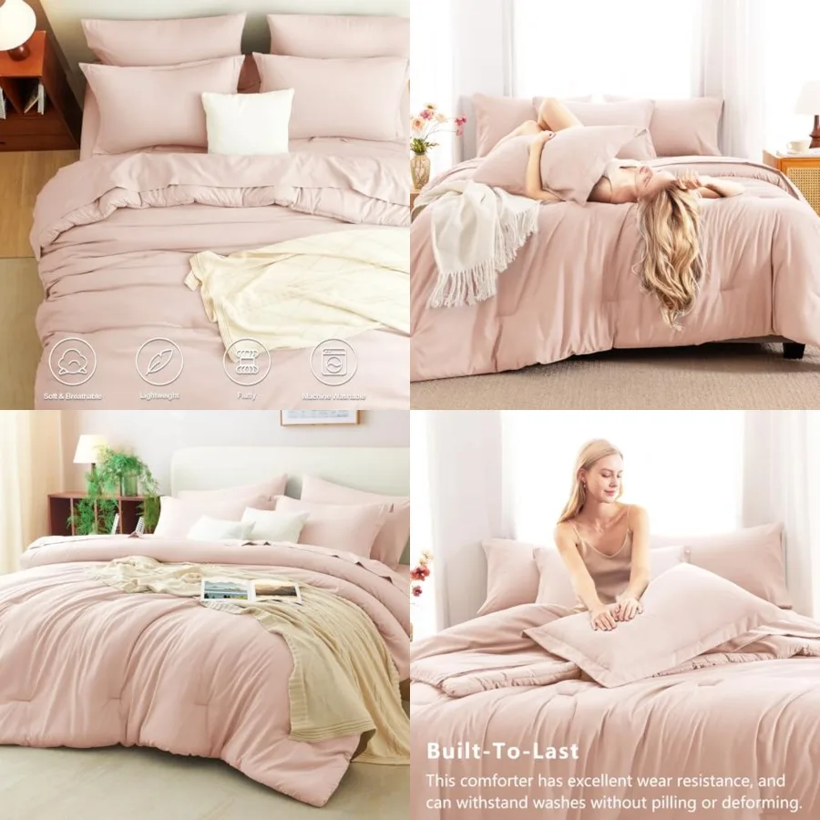 

Size Comforter Set, 7 Pieces Bed in a Bag Comforter Set with Sheets, Luxury Bedding Sets with Down Alternative Comforter, Fitte